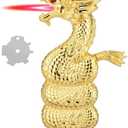 Lighter, Relief Dragon Jet Red Flame Lighter with Adjusting Flame Tool, Creative Windproof Cool Jet Flame Butane Lighter, Refillable Butane Lighter for Outdoor Indoor (Without Butane)-Gold