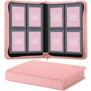 Toploader Binder,4-Pocket Side Load Trading Card Album, Holds 128 Cards with Double-Sided Pockets for MTG, Sports Cards, Top Loader Storage, Pink