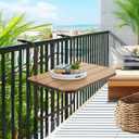 Balcony Railing Table Hanging Folding Balcony Bar Table for Deck Railings Outdoor 23.6" x 15.7" Aluminium Frame Adjustable All Weather Space Saving (Brown), 23.6" X 15.7" X 25.2"
