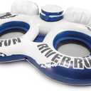 INTEX 58837EP River Run 2 Inflatable Floating Lounge: Comfortable Backrests Built-in Cup Holders Cooler with Lid 2 Person 440lb Weight Capacity