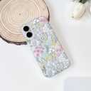 Lovmooful Compatible for iPhone 16 Plus Case Clear Cute Flower Floral Leaf with Color Design for Girls Women Soft TPU Shockproof Protective Girly for iPhone 16 Plus Case-Floral