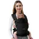 Baby Carrier Newborn to Toddler, 7-45 lbs with Natural Cotton Linen, Ergonomic Design,Versatile and Adjustable,Hands Free for Moms&Dads (Black)