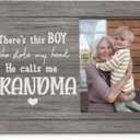 Grandma Picture Frames, Grandson Gifts from Grandma 8x10 Photo Frame,Mothers Day Gifts for Grandma from Grandson,This Boy Who Stole My Heart He Calls Me Grandma Picture Frame for Tabletop Wall