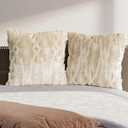 inchgrass Fur Throw Pillow Covers 12x20 Inch Luxury Fluffy Sofa & Bed Pillow Covers Set of 2, Ultra Soft Decorative Cushion Covers for Living Room White Couch Pillow Cover