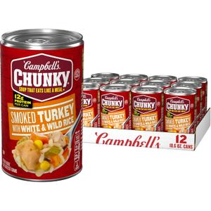 Campbells Chunky Soup, Smoked Turkey With White And Wild Rice Soup, 18.6 Ounce Can (Case Of 12)
