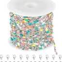 UMAOKANG 16.4 Feet Stainless Steel Chain for Jewelry Making Dainty Chain Necklace for Women Colorful Enamel Link Chain with Jump Rings and Lobster Clasps (Steel-Multicolored 1(yellow blue))