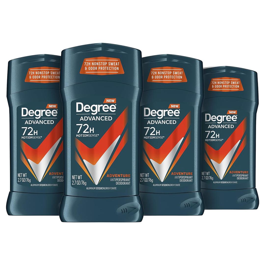 Degree Men Antiperspirant Deodorant Adventure Freshness and Odor Protection Deodorant for Men 2.7 Oz, (Pack of 4) Woodsy, Stick (2.7 Ounce (Pack of 4))