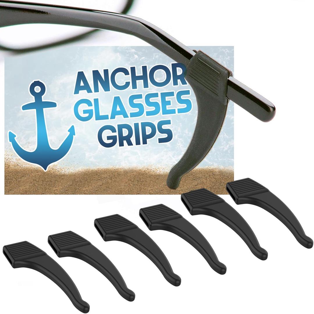 3 Pack - Sunglasses Retainer Anti-Slip Glasses Grip Ear Hook Eyeglasses Anti-Slip Temple Tip Glasses Holder (Black)