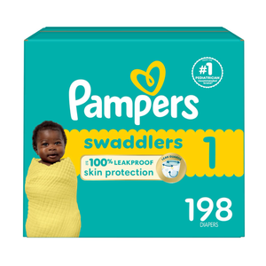 Pampers Baby Diapers - Swaddlers - Size 1, 198 Count, Ultra Absorbent Disposable Infant Diaper