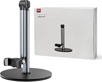 yAyusi Heavy Duty Aluminum Overhead Phone Mount, 13.7 in Long Phone Stand for Recording, Flexible Articulating Arm Phone Mount for Desk for Live Streaming, Meeting, Cooking – Perfect for Creators