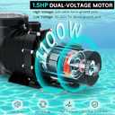 Pool Pump Above Ground/Inground, 1.5 HP 6600GPH Powerful Selfpriming Pool Pumps for 15,000-31,000 Gallons Pools, Dual Voltage Swimming Pool Pump with Strainer Basket & Drain Plug