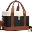 LOVEVOOK Insulated Lunch Bag for Women & Men - Cooler Lunch Tote and Lunch Box for Work and Travel, Black-beige-brown