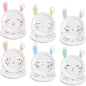 Havawish 24 Packs Bunny Plates Paper Some Bunny Is One Birthday Decorations Pastel 7 Inch Disposable Rabbit Plates for Baby Shower Spring Garden Tea Party Easter Supplies