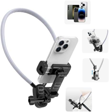 Welinspift Neck Phone Holder- POV/Vlog Hands Free!- Neck Mount for Phones with Phone Clip,Compatible with iPhone Samsung Google Pixel and All Phones(No Magnetic Version)