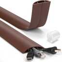 4ft Cord Hider Floor, LZEOY Heavy Duty Cord Covers for Wires on Floor, Brown Floor Cable Management, Hide Cord Cover Floor, Electrical Cable Hider Cord Protector Floor, Cable Cavity: 0.78" W x 0.32" H