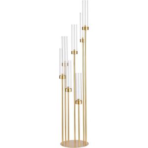 Acrylic Candelabra Centerpieces for Wedding,7 Arm Floor Candelabra with Lampshades Gold Centerpieces for Table Valentine's Day Ceremony Dinner Party candelabros para centros de mesa(1PCS)