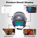 Motor Cycle Helmets for Men Dual Visor 3/4 Open Face Motorcycle Helmet for Men & Women, DOT Approved Unisex Retro Half Helmet，Motorbike Casco for Moped Cruiser (Black, XL)