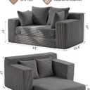 JUIKURY Boneless Mini Couch 53 Inch, 3-in-1 Gray Boneless Couches Covertible Sofa Bed with 4 Pillows, Small Couches for Living Room, Bedroom, Small Space