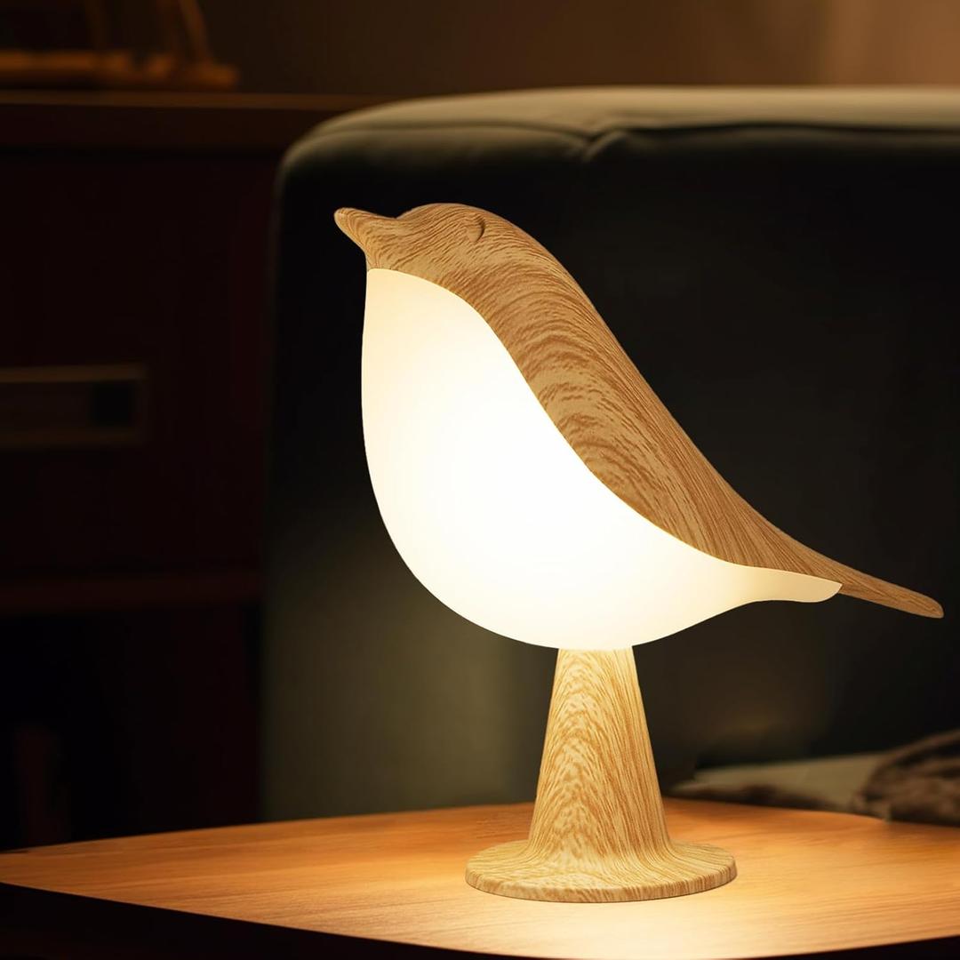 Small Bird Table Lamp, 2600 mAh Cordless Desk Lamp, Touch Night Light with 3 Color, Small Lamps, Rechargeable Bedside Night Light, Hummingbird Lamps for Bedroom Nightstand Bedside Table (Brown)