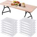 Boao 12 Pcs Plastic Table Cloths Disposable for Parties Picnic Table Covers with Fall Elastic Fitted Elastic Cover Rectangle Waterproof for Thanks Giving Christmas Picnic(6 Ft, 72 x 30 Inch,Clear)