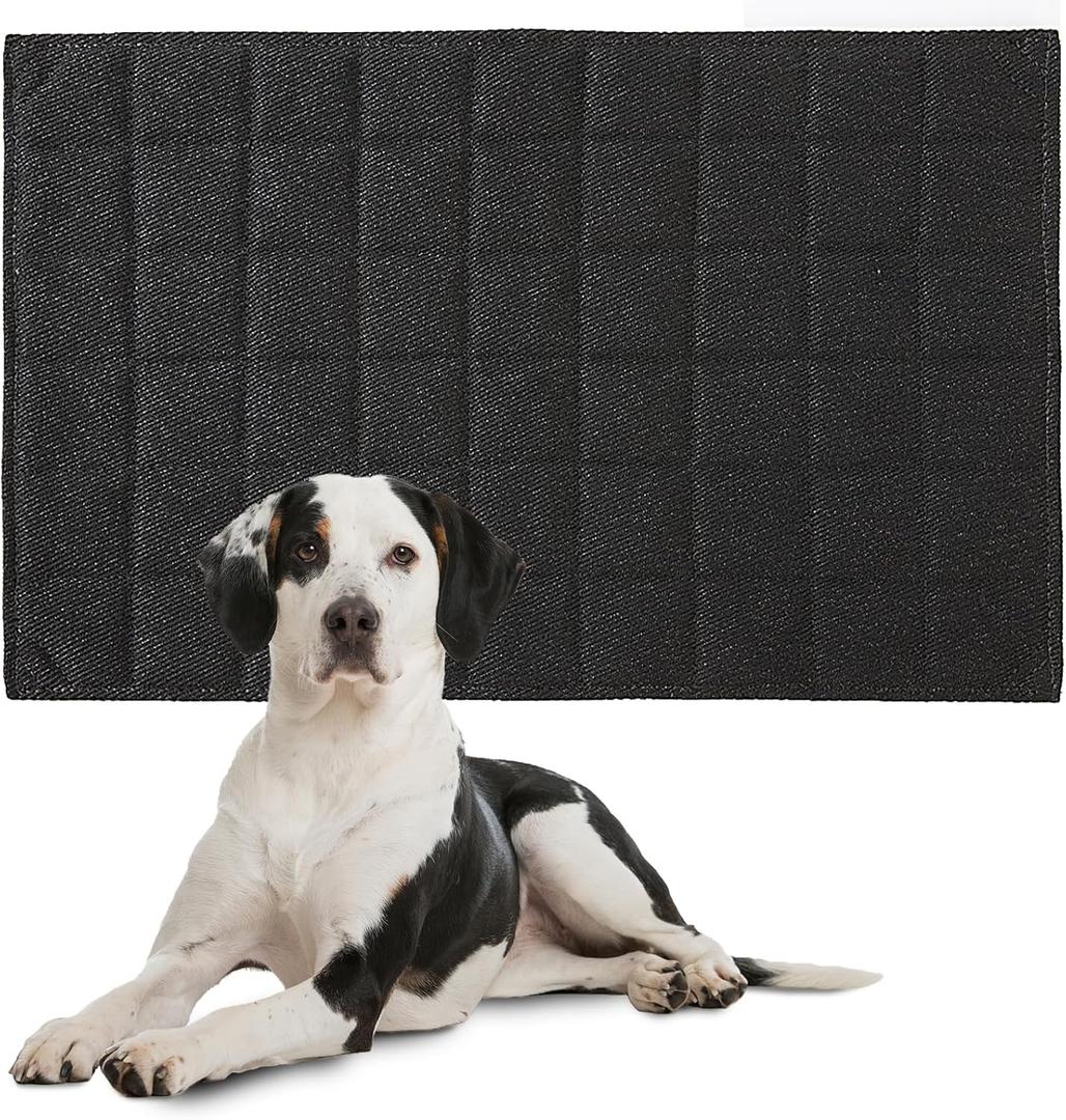HOMBYS Chew Proof Dog Crate Bed Mat, 22"x35" Indestructible Kennel Pad for Aggressive Chewers, Plaid Durable Puppy Crate Mats for Medium Dogs Cages (Medium(35" L x 22" W), Black)