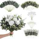 120 Pcs Mixed Artificial Eucalyptus Leaves Stems Bulk,Baby Breath Artificial Flowers Bulk with Eucalyptus Leaves Greenery Stems for DIY Bouquets Wedding Floral Home Decor (Green/White)