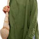 Womens Oversized Long Sleeve Shirts Crew Neck Casual Tops Loose Fit Side Slit Fall Tees Army Green (M)