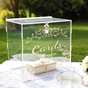 Acrylic Wedding Card Box with Lock, Gift Card Box for Wedding Reception, Card Box for Party Birthday Graduation Decorations