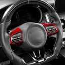 Car Steering Wheel Button Panel Frame Cover Decor Sticker Compatible with Kia Stinger 2017-2024 Accessories (Glossy Red Style)