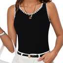 GRACE KARIN Tank Tops for Women Ribbed Crewneck Tank Summer Casual Basic Slim Fitted Shirt Contrast Color Blouses Size L