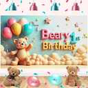 5x3ft Beary 1st Birthday Photography Backdrop Bearly First Birthday Banner