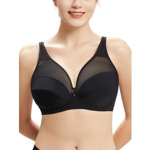 Underwire Minimizer Bras for Women Cross Back Full Coverage Plus Size Non Padded Bra,Lifting Bra for Heavy Breast 42Hm Black 