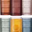 Mfacoy Colored Hobnail Drinking Glasses Set of 6, 12oz Vintage Kitchen Glassware, Embossed Beaded Glass Cups, Water Glasses, Beaded Colorful Water Tumbler for Cocktail, Juice and Various Mixed Drinks