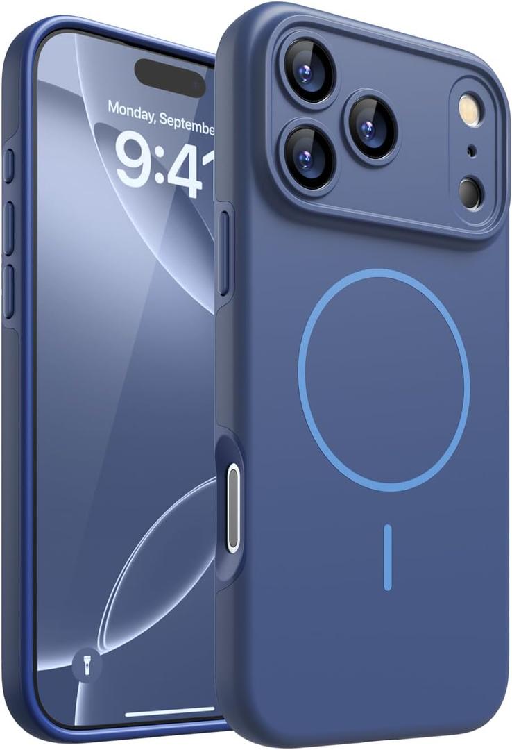 Magnetic for iPhone 17 Pro Case, [Matte Solid Color] [Full Camera Protection] Protective Case for iPhone 17 Pro - Deep Blue