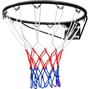 Basketball Rim Goal 18 ", Replacement Basketball Rim Goal Hoop Net for Indoor Outdoor (Black)