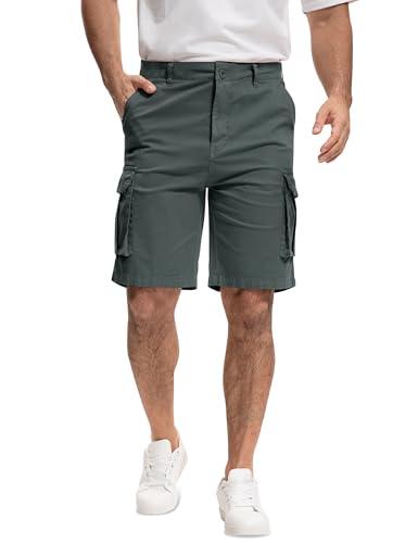 AOHIKE Mens Casual Shorts with 7 Pockets - 9" Inseam Cargo Tactical Shorts Breathable for Outdoor Golf Travel, Grey 3XL