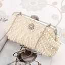 UBORSE Women Pearl Clutch Bag Noble Crystal Beaded Evening Bag Wedding Clutch with Pearl Chain (Cream-coloured)