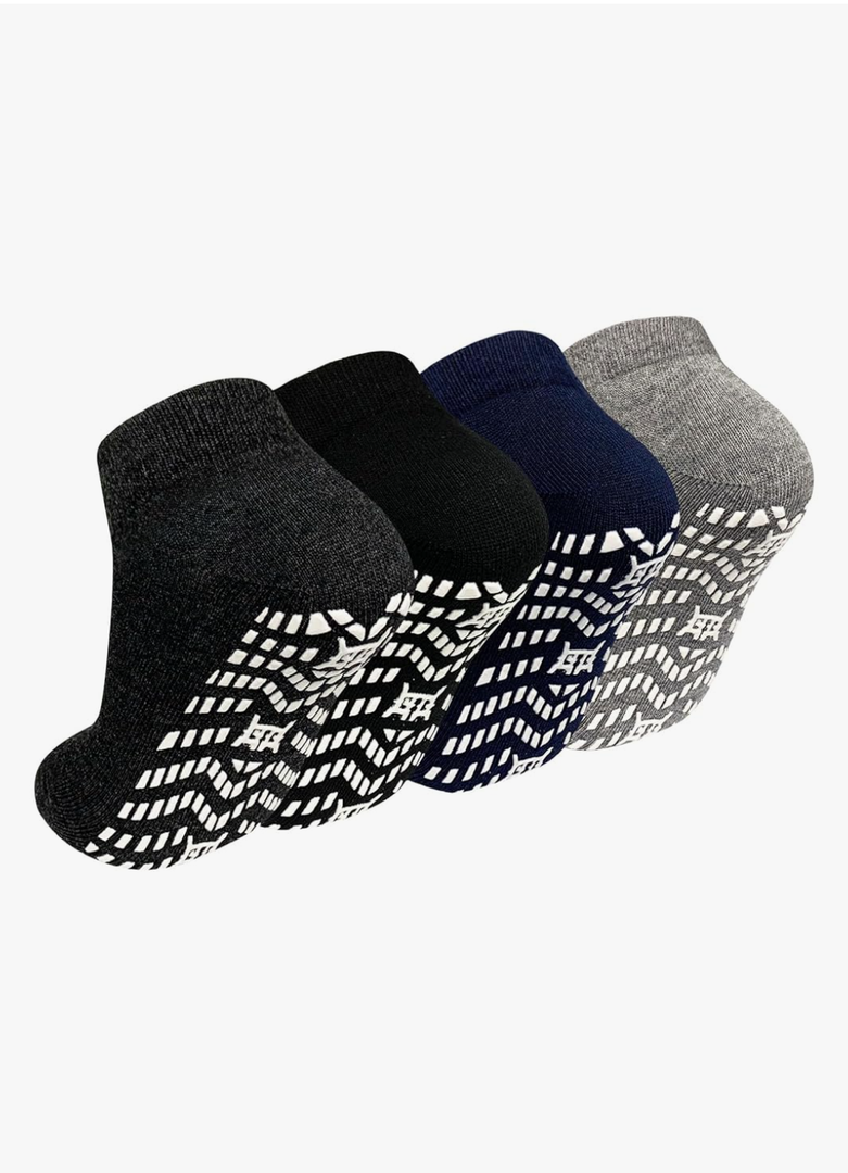 ZAKASA Non-Slip Grip Socks for Men: Non Skid Grippy Socks Anti Slip Gripper for Elderly Hospital Yoga Pilates, Size Large