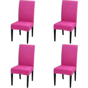 Dimatic 4 Pack Dining Chair Covers, Stretch Spandex Removable Washable Protector Chair Slipcovers for Dining Room Kitchen Hotel (Rosy)
