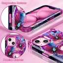 LONTECT for iPhone 14/ iPhone 13 Case Glow in The Dark Three Layer Heavy Duty Shockproof Hard PC+Soft Silicone Rugged Full Body Protective Case for Women Girls,Purple Red