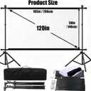 Portable Projector Screen with Stand, 120" Outdoor Movie Projector Screen | Foldable & Washable 2-in-1 projection screen outdoor indoor, ideal for home theater, backyard and camping movie nights