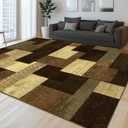 Modern Geometric Patchwork Indoor Taupe Area Rug for Living Room, 9 X 12 Feet