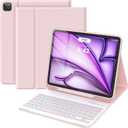 COO for iPad Air 13 Inch Case Keyboard (M4/M3/M2, 2026/2025/2024), Keyboard Case for iPad Pro 12.9 inch 5th/6th Gen with Pencil Holder - Wireless Detachable Backlit Keyboard with Auto Sleep/Wake (Pink)