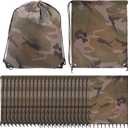 24 Pcs Camo Bag Waterproof Camo Drawstring Bags Bulk Large Army Lightweight Woodland Camouflage Drawstring Classic Gift Bags Army Party Favors Backpack String Bag Travel Gym Sport