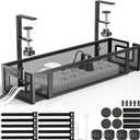 Under Desk Cable Management Tray, GZOKMOG 15.75" No Drill Cable Management Under Desk, Heavy Duty Metal Cord Organizer, Home Office Wire Management for Standing/Gaming Desk, 1 Pack Black