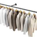 ZOMONETI 75 Inches Clothes Rack, Industrial Pipe Wall Mounted Clothing Hanger Rack, Heavy Duty Detachable Garment Bar, Multi-Purpose Closet Rods for Hanging Clothes, Laundry Drying Clothes Rail