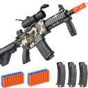 Realistic Toy Foam Blaster Gun - Electric Sniper Rifle with Scope 120 Soft Bullets 3 Magazines, Automatic Dart Gun for Boy Ages 8-12 Years Old, Indoor Outdoor Gifts for Adult Kid Christmas Birthday (Camouflage)