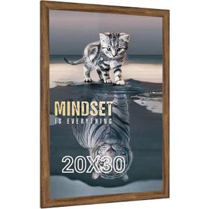 20x30 Frame Brown, Rustic 30x20 Picture Poster Frame, Horizontal Vertical Hanging, Large 20 by 30 Gallery Family Concert Portrait Photo Frame Anniversary/Birthday/Wedding/Thank you/Christmas Gift