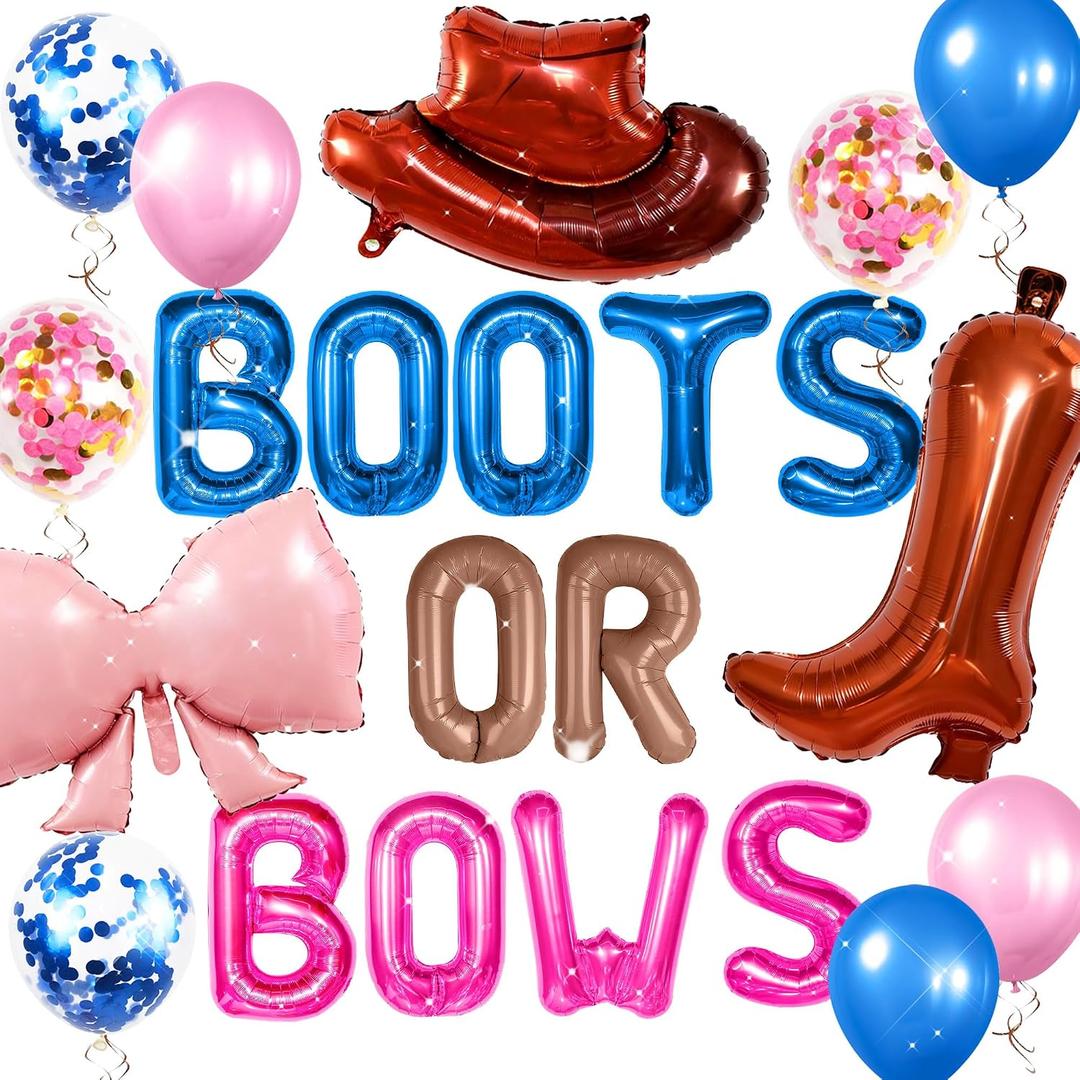 Boots or Bows Gender Reveal Party Decorations,Boots or Bows balloons decoration Arch Kit Cowgirl Gender Reveal Decorations for Cowboy party