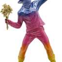 Banksy-Inspired Flower Thrower Sculpture Large 15.75 Gradient Resin Statue with Gold Bouquet, Modern Street Art Home Decor Figurine, Colorful Collectible Gift for Art Lovers